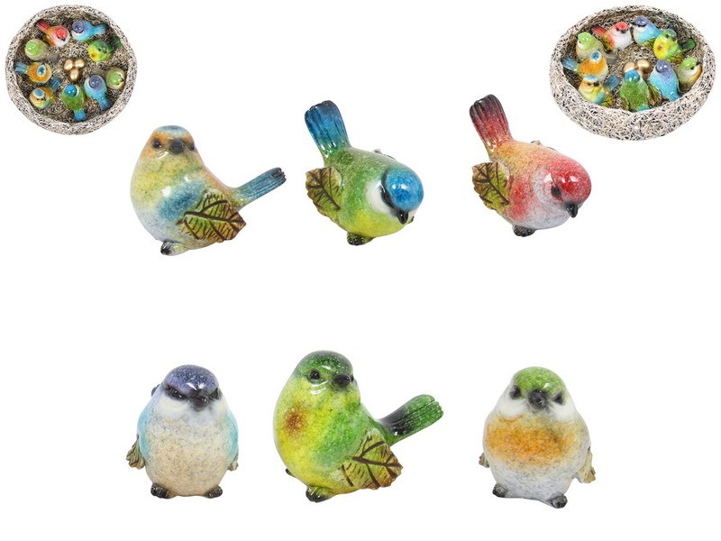 5cm Marble Birds in Display Nest 18 Asstd (36=Free Display)
