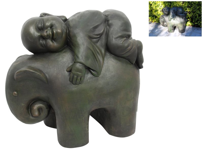 39cm Happy Buddha On Elephant