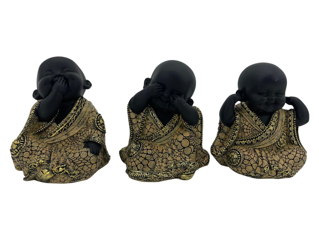 15cm Wise Tan Buddha Monk 3 Asstd