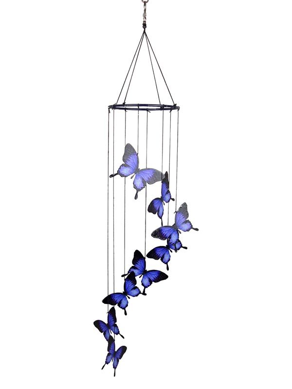 Metal 8 Piece Blue Ulysses Butterfly Wind Chime