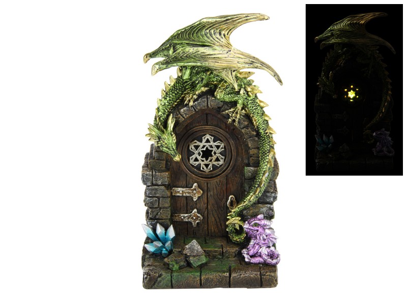 25cm Green Dragon with Baby on Mystic Realm Door