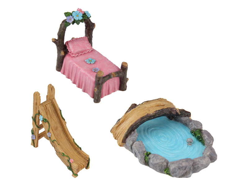Fairy Garden Accessories -Bed/Slide/Pond