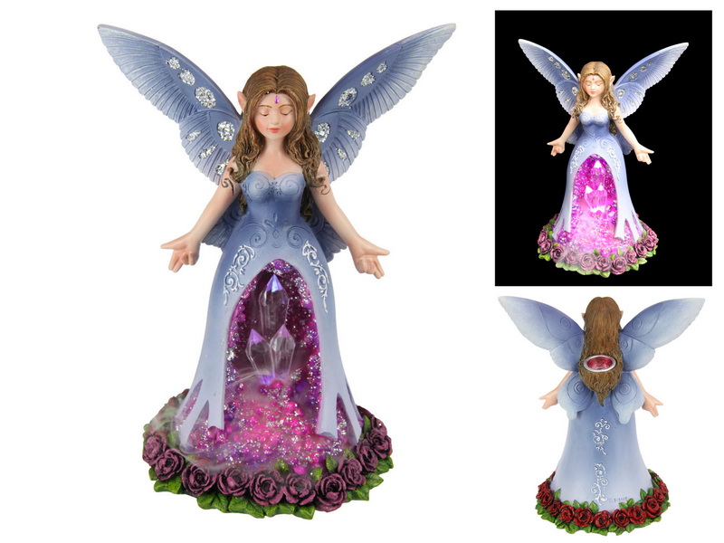 19cm Purple Crystal Guardian Fairy Backflow Burner with Light