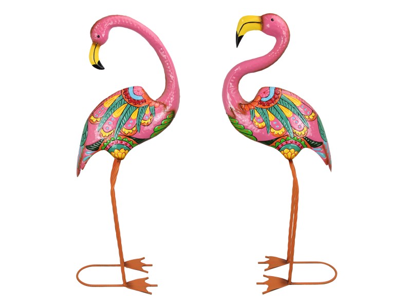 93cm Standing Colourful Metal Funky Flamingos 2 Asstd