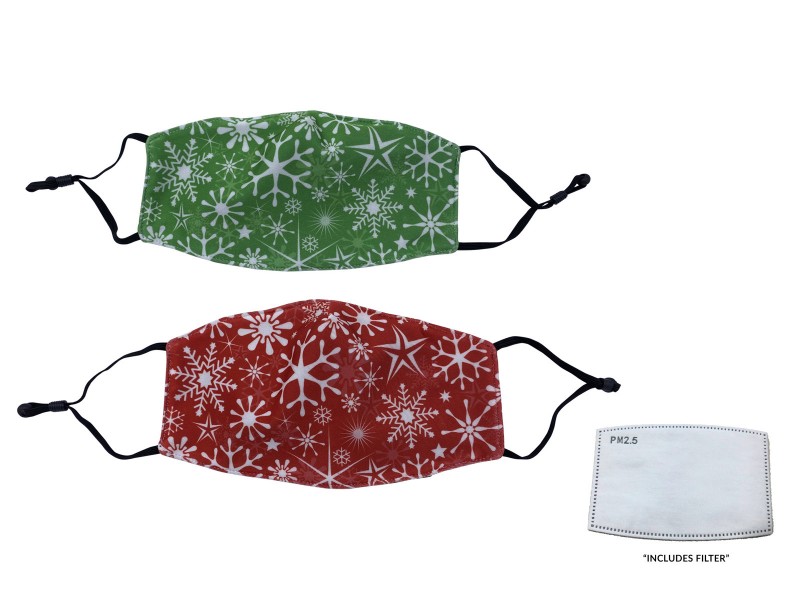 50% DISC SNOWFLAKE PATTERN FACE MASK WITH PM2.5 FILTER 2 ASSTD