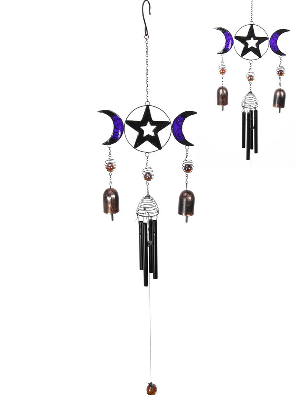 TRIPLE MOON WITH BELLS WIND CHIME
