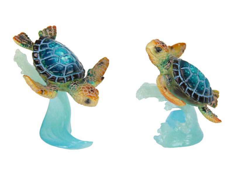 9cm Turtle Riding Clear Blue Wave