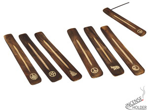 26cm Wooden Incense Holder Ash Catcher 6 Asstd