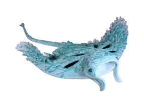 37cm Manta Ray with Aqua Coral Design