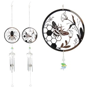 78cm Silver Bee Wind Chime Wind Chime with Coloured Crystal