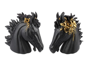 45cm Black & Gold Horse Bust