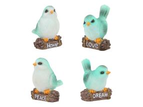8cm Bird with Inspirational Wording on Log 4 Asstd