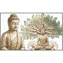 70x120cm Framed Canvas Print with Buddha Tree of Life Design