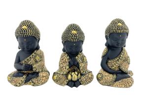 16cm Sitting Buddha in Tan Pebble Finish