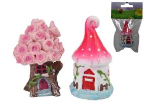 6cm Mini Fairy Rose & Mushroom House 2 Asstd
