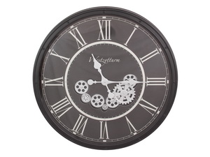 73cm Black Clock with Moving Cogs (Window Box)