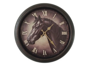 40cm Antique Black Horse Clock (Window Box)