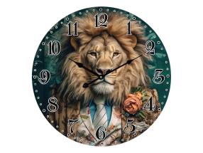 58cm Wall Clock with Suited Lion Design on Lacquer Finish