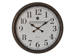 76cm Clock with Numbers in Antique Brown (Window Box)