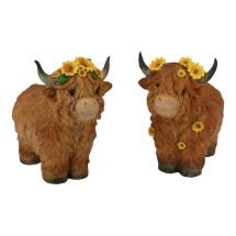 19cm Highland Cow with Sunflowers 2 Asstd