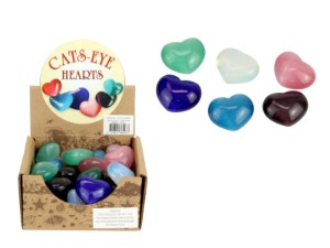 3cm Cats Eye Gemstone Hearts 6 Asstd (30=Free Display)