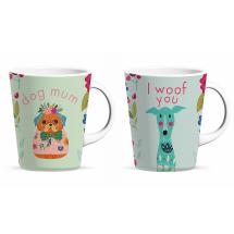 350ml Latte Mug with Boho Dog Design 2 Asstd