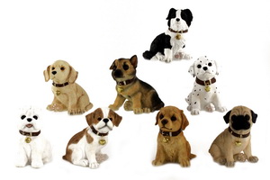 14cm Puppy with Gold Bell 8 Asstd