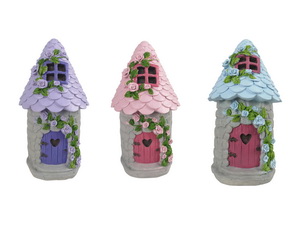 15cm Fairy Garden Floral House 3 Asstd