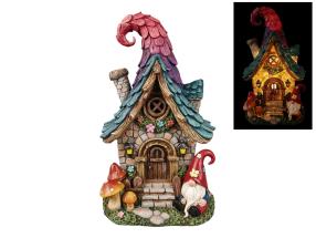 30cm Fairy Garden Solar Light Up House with Gnome