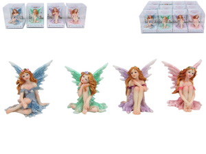 8cm Sitting Fairy with Glitter 4 Asstd (Gift Box)