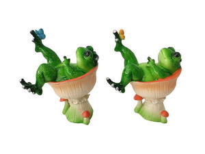 12cm Marble Bathing Frog with Butterfly 2 Asstd