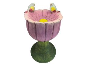 46cm Flower Birdbath with Twin Blue Birds