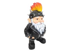 40cm Biker Gnome with Flame Mohawk