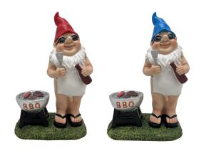 26cm Naked Gnome Manning the BBQ 2 Asstd