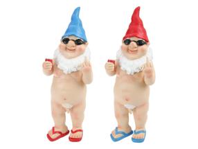 29cm Standing Naked Gnome Flipping the Bird 2 Asstd