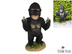 34cm Gorilla Giving the Bird Bobble Head