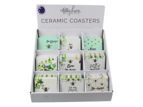Bee Yourself Ceramic Coasters 10x10cm 9 Asstd (72=Free Display) by Kelly Lane