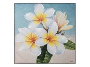 100x100cm Framed Canvas Print with Frangipani Design by Kelly Lane