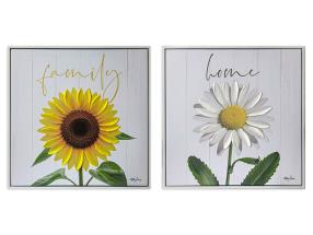 40x40cm Framed Canvas Print with Sunflower and Daisy Design by Kelly Lane 2 Asstd