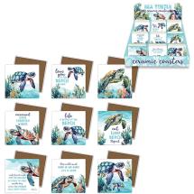 10x10cm Square Coaster with Swimming Turtle Design by Kelly Lane 9 Asstd in Display (72=Free Display)