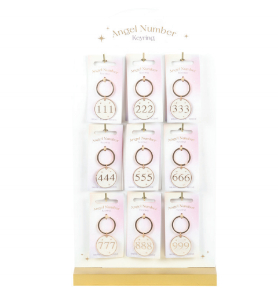 Angel Number Metal Keyrings on Display 9 Asstd (36=Free Display)