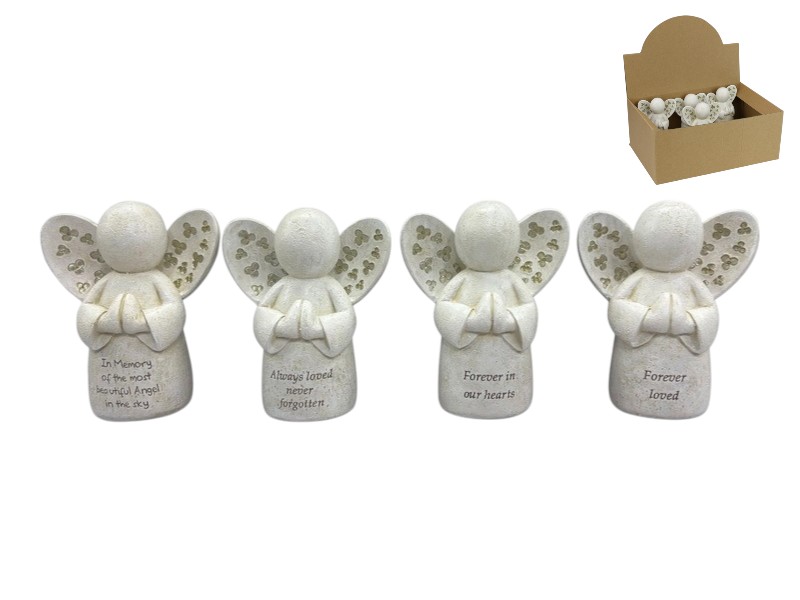 11cm Memorial Praying Angel 4 Asstd (12=Free Display Divider Box)
