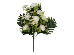 50cm White Rose with Daisy & Fern