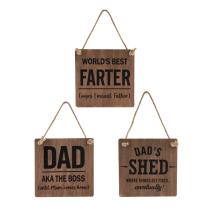 15cm Square MDF Plaque with Dad Wording 3 Asstd
