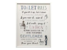 40x30cm MDF Hanging Plaque with Toilet Rules Sign