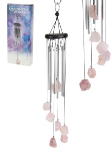 Rose Quartz Chime with Silver Tubes (Gift Box)