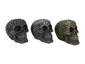 15cm Patterned Skull Gold & Silver 3 Asstd
