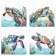 20x20cm Canvas with Turtle print 4 Asstd