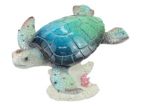 26cm Marble Blue/Green Turtle on Coral