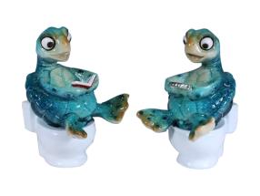 11cm Turtle Sitting on Toilet with Book/Game 2 Asstd